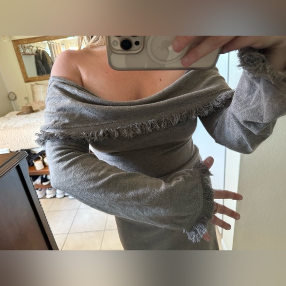 Anthropologie THML Off-Shoulder Dress with Fringe - Picture 5 of 14